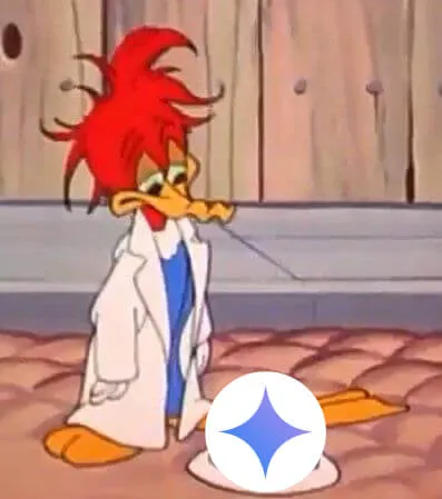 Pica-Pau de jaleco olhando para o Gemini