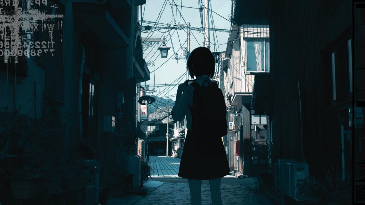 Ilustração de uma pessoa caminha por um beco estreito, ladeado por altos muros.